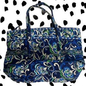Vera Bradley Blue Mosaic Tote Messenger Bag - Retired 2008 Pattern